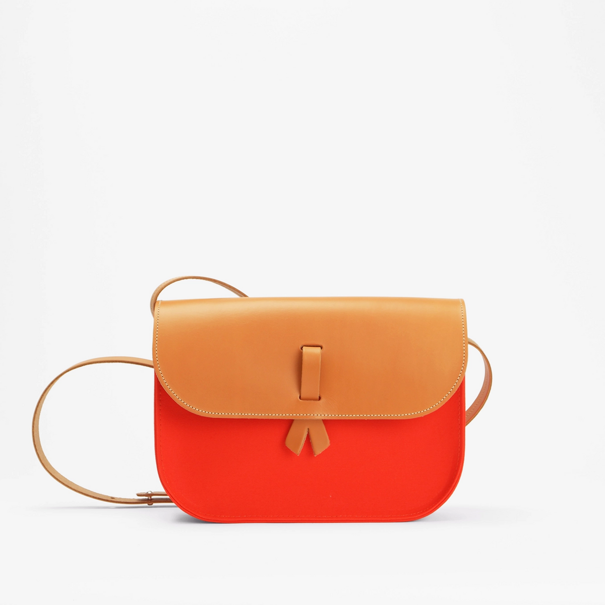 Sac à main bandoulière en toile et cuir -Le 27- orange – Monébari