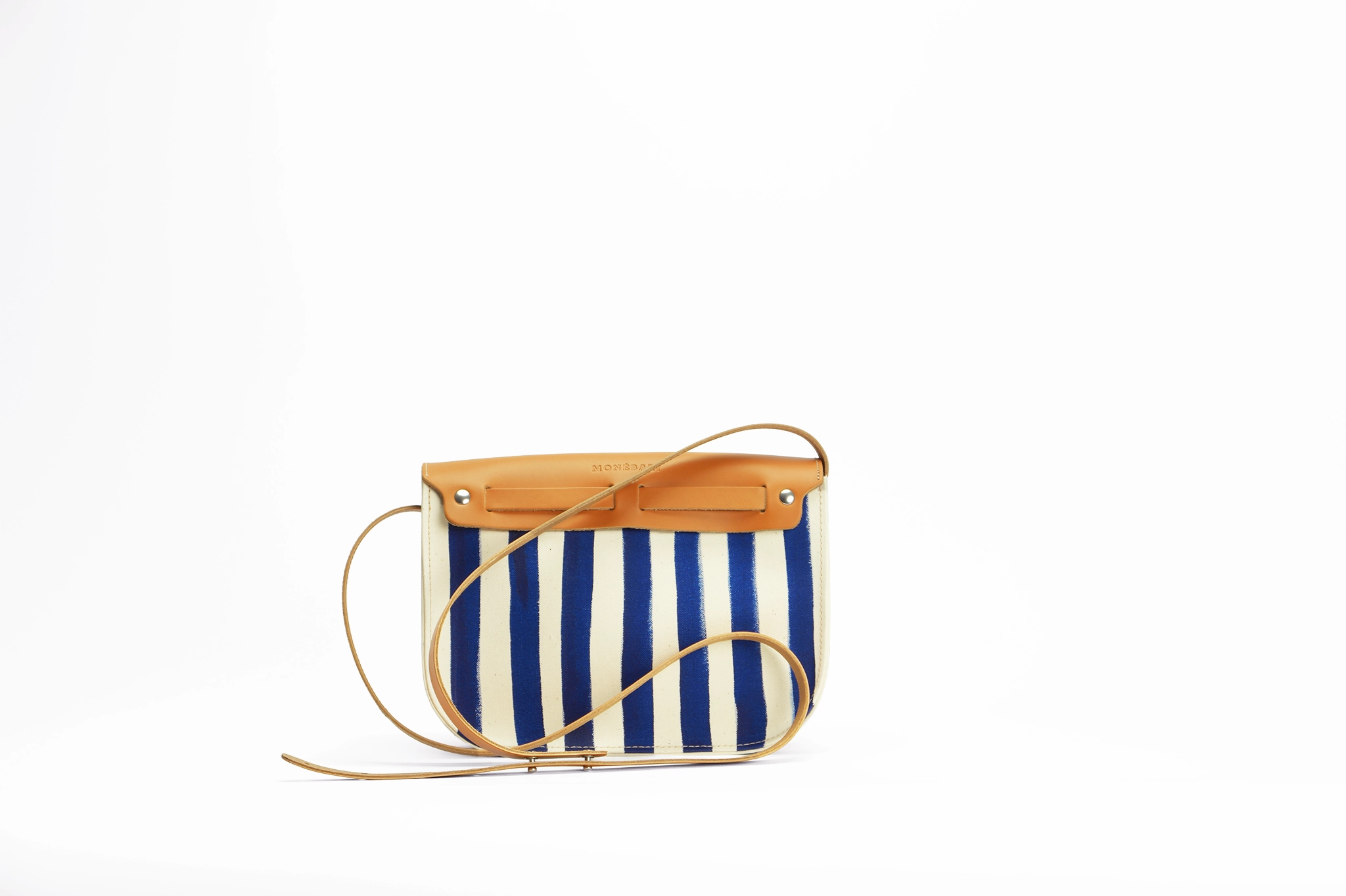 dos sac rayé cuir et toile made in france