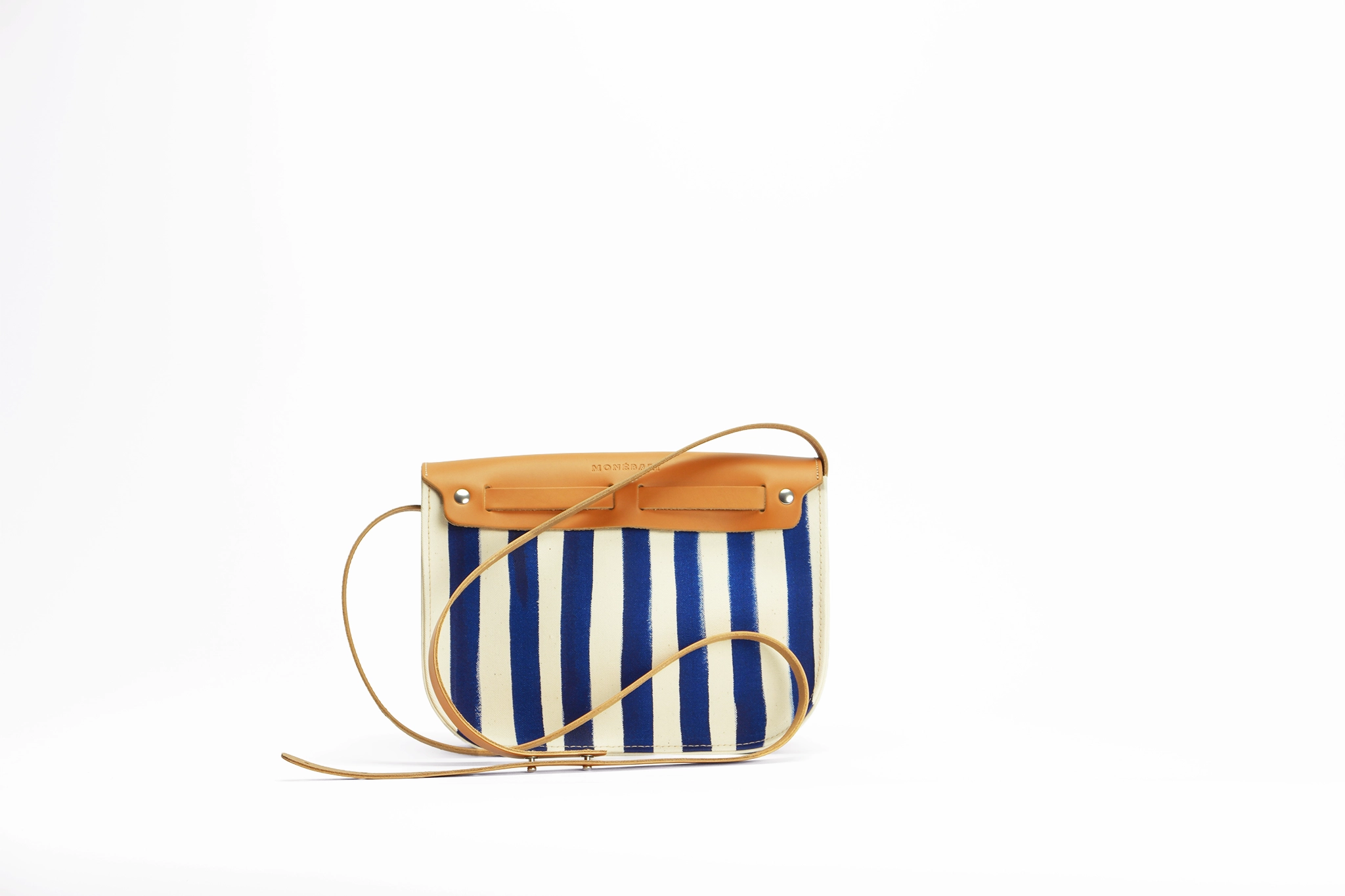 dos sac rayé cuir et toile made in france