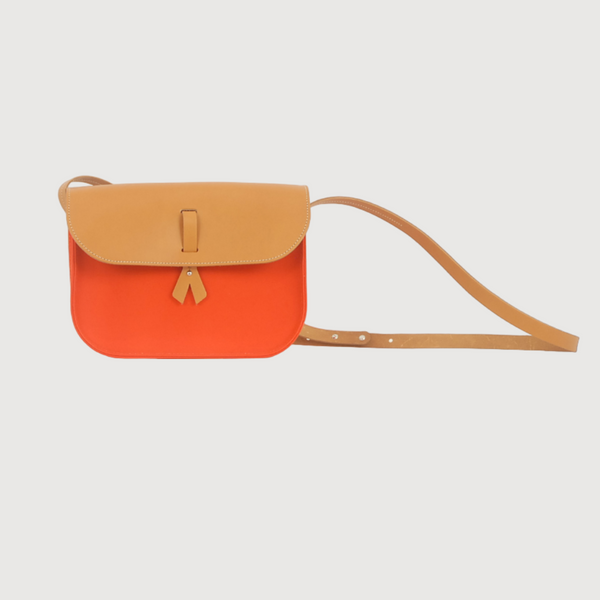 sac à main grand format avec bandoulière en toile orange et made in france